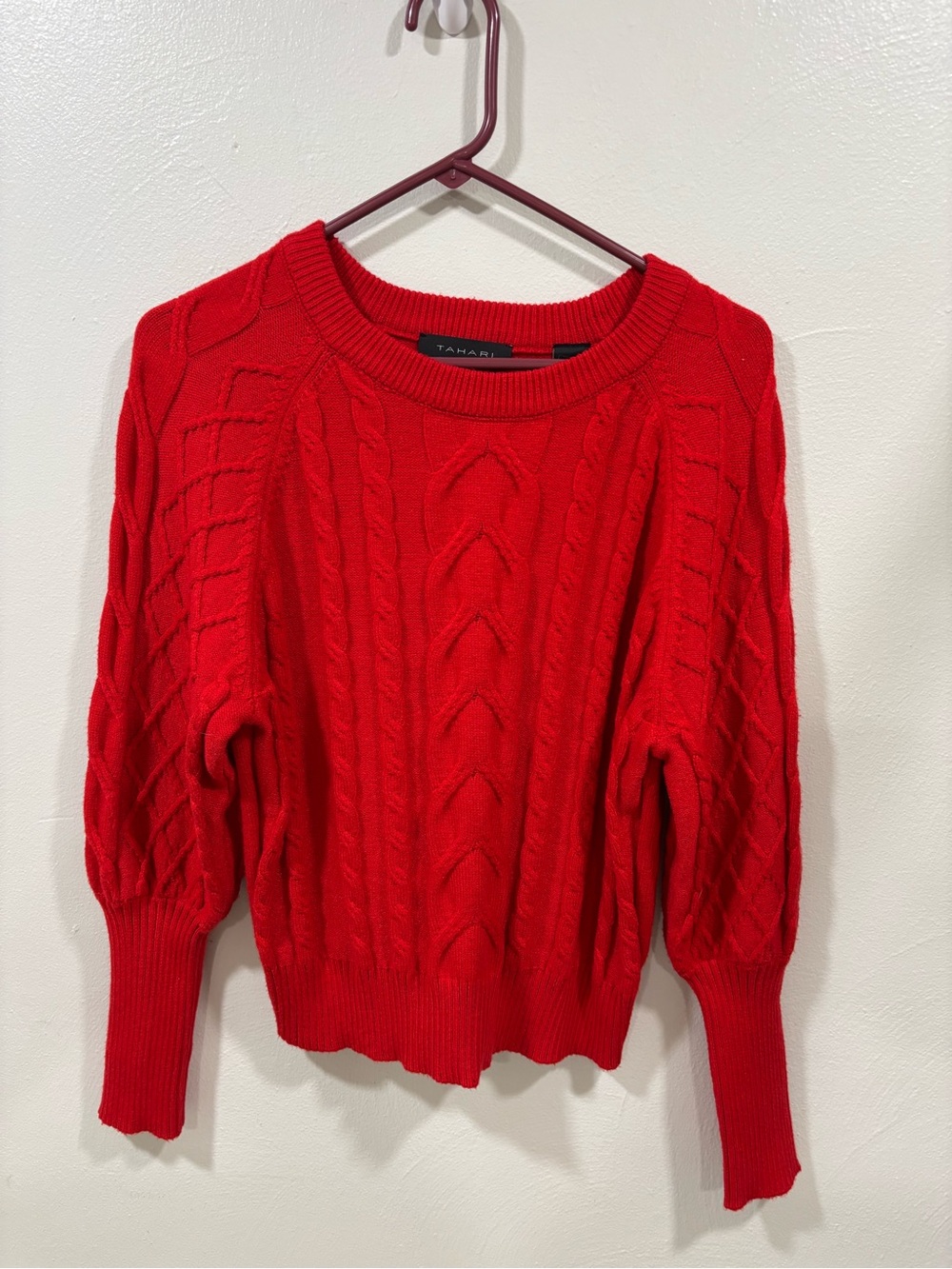 Tahari Red Cable-Knit Women’s Sweater Medium